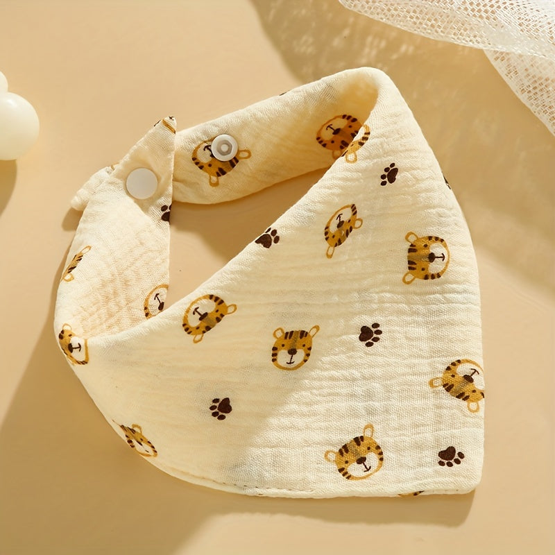 5 pieces of TDHD soft and gentle feeding bibs for children - featuring adorable cartoon prints, snap closure, not waterproof, perfect for kids' mealtime essentials.