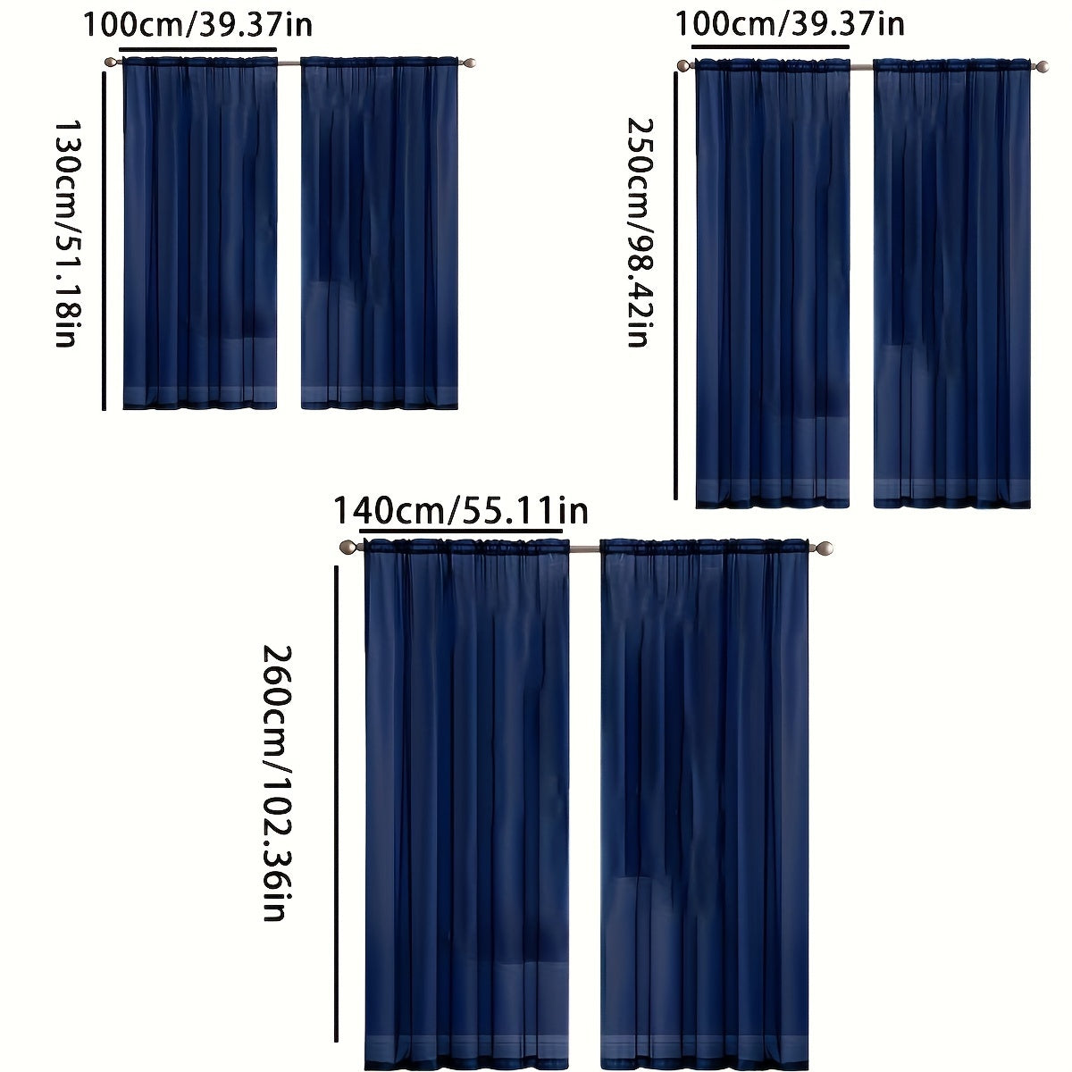 One pack of contemporary semi-sheer polyester curtains with rod pocket window panels. These machine washable cordless Trilon fabric curtains are perfect for adding a romantic touch to your living room or bedroom decor. The knit weave design adds a