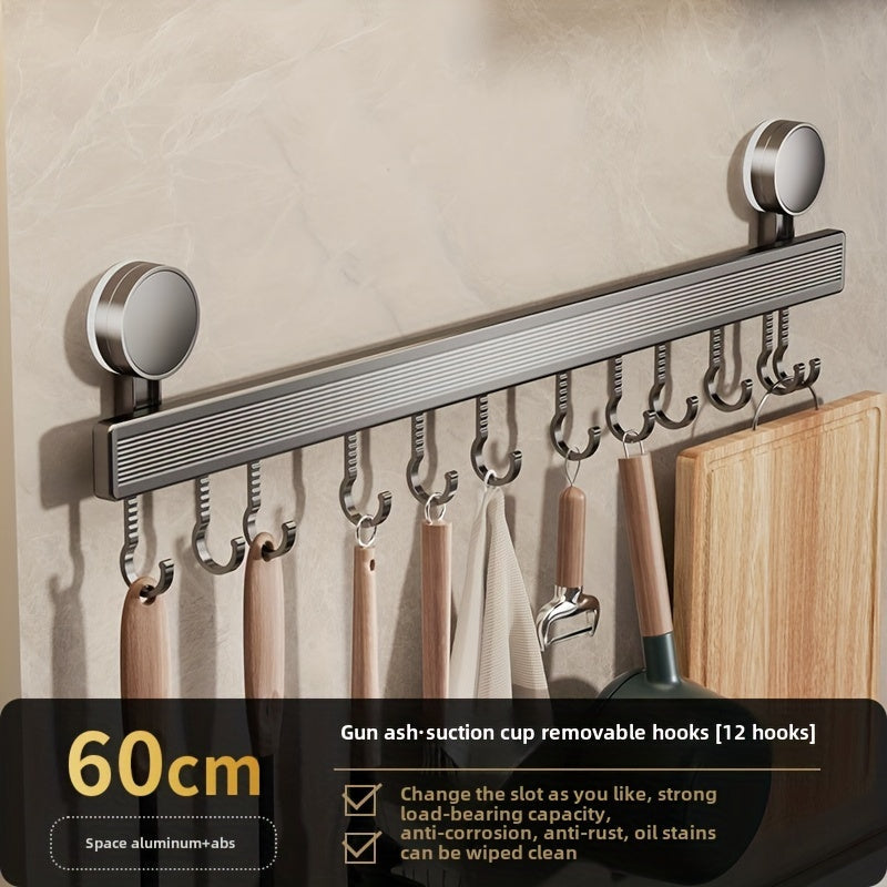 Convenient Suction Cup Kitchen Organizer - No-Drill Storage Rack for Utensils, Made of Strong Metal, Ideal for Spoons & Spatulas