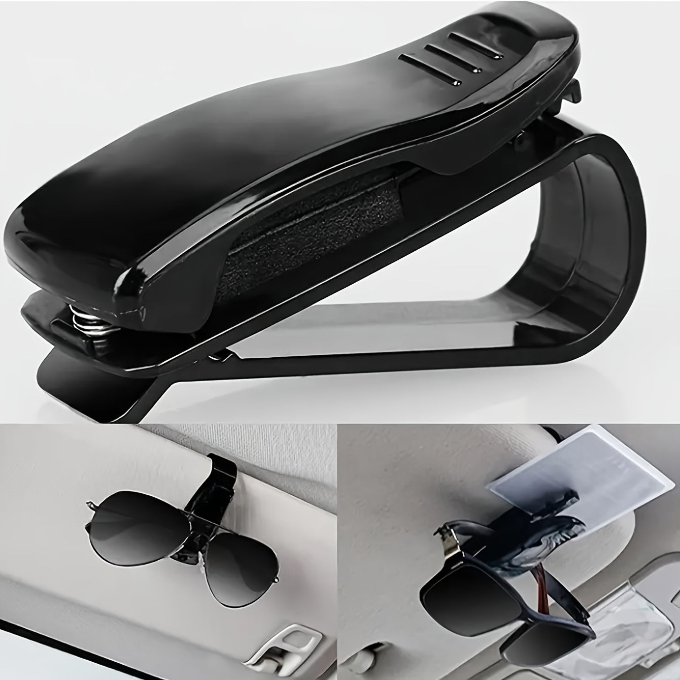 Car sun visor glasses holder with ticket and ID card slots, a must-have accessory for any vehicle.