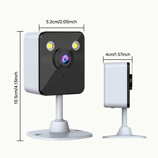 Wireless Home Security Camera with AI Detection, Night Vision, and Video/Audio Indoor Surveillance. USB Powered. Made of ABS Material. Wi-Fi Enabled. SD/Cloud Storage Option. Ideal for Monitoring Elderly or Pets - No Batteries Required.