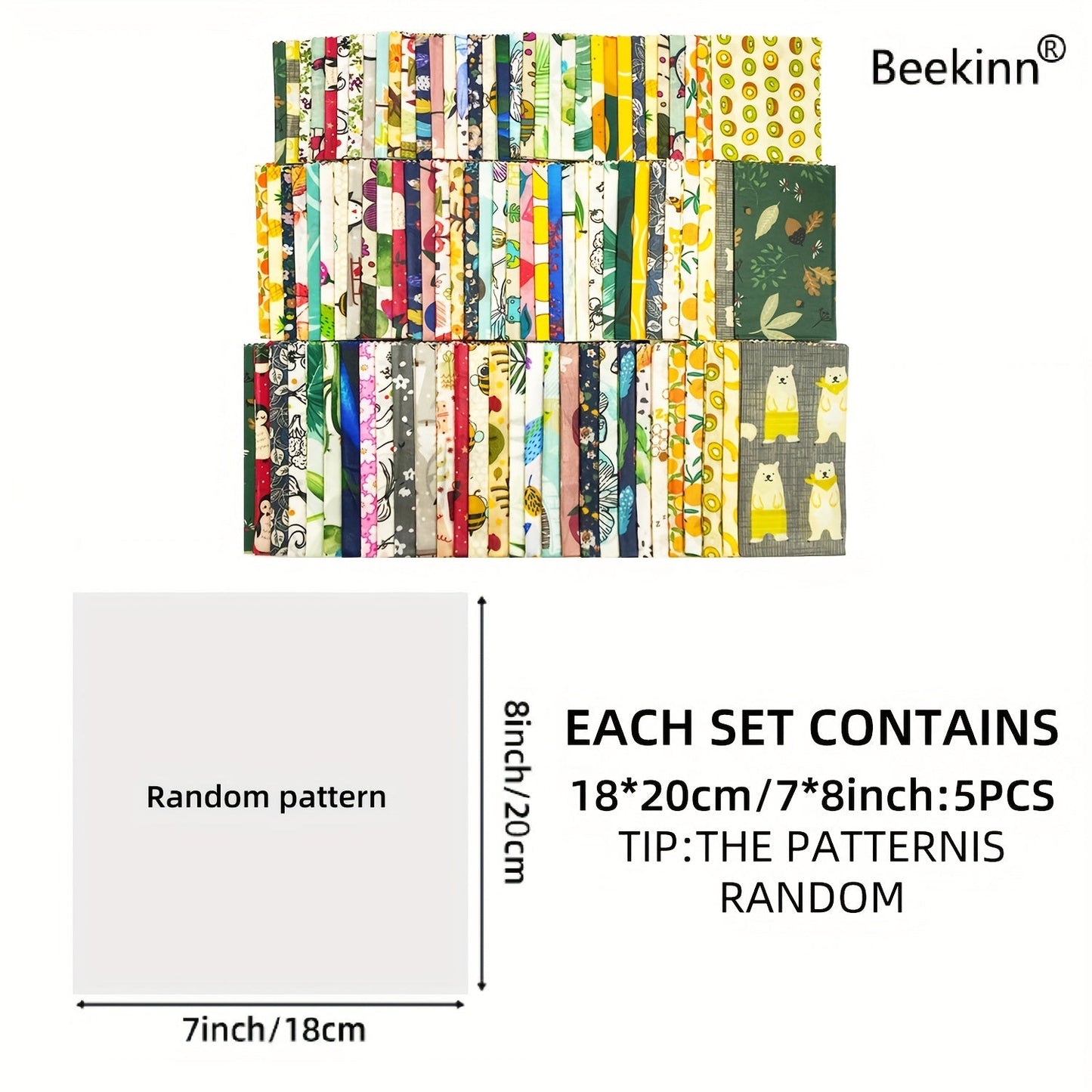 3-piece Beekinn Beeswax Reusable Food Wraps in Abstract Curves Pattern - Sustainable, Zero Waste Food Storage Solution