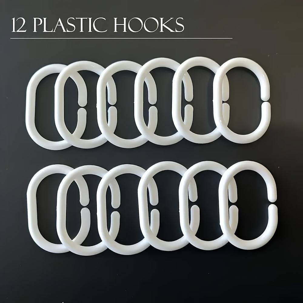 1 PEVA shower curtain liner with 12 plastic hooks, waterproof, lightweight, 180.34x180.34cm, for bathtub partition.