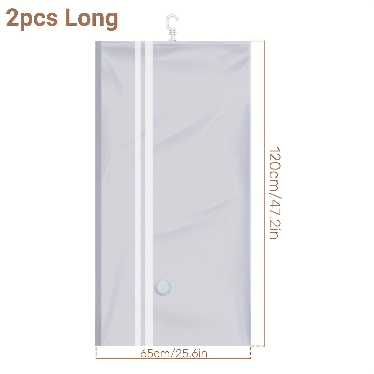 Hanging Vacuum Bags: Keep Your Clothes, Coats, and Jackets Organized - Available in Packs of 2, 4, or 6 with Manual Pump Included - Easy Zip Closure - Made of Durable Plastic - Space-Saving Rectangle Shape - No Electricity Needed