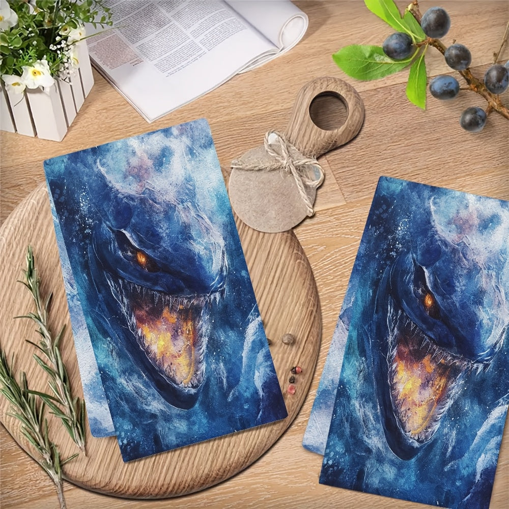 Set of 2 Ultra Soft Kitchen Towels featuring Subnautica Leviathan Design, Highly Absorbent & Machine Washable Dish Hand Towels, Size 40.64x60.96 cm - Ideal for Holiday Decor & Daily Use, Kitchen Hand Towels | Unique Artistic Design | Sturdy and