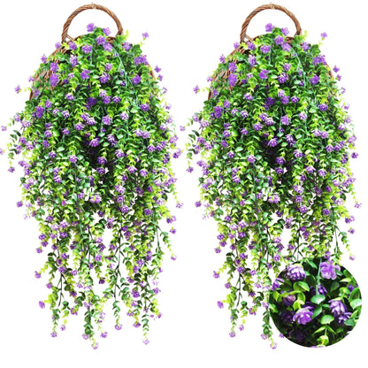 4pcs Artificial Hanging Plants with Faux Eucalyptus Leaves, UV Resistant, for Indoor and Outdoor Decor.