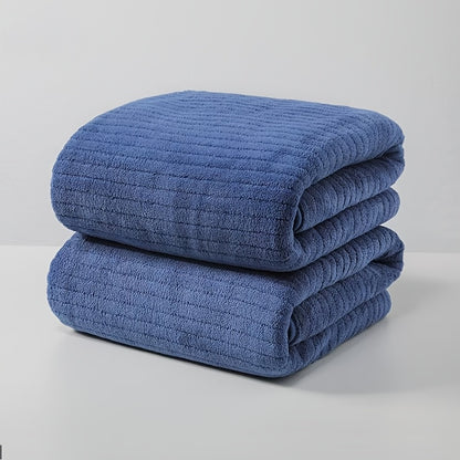 Set of 2 oversized microfiber bath towels - super absorbent, quick drying, perfect for family and friends