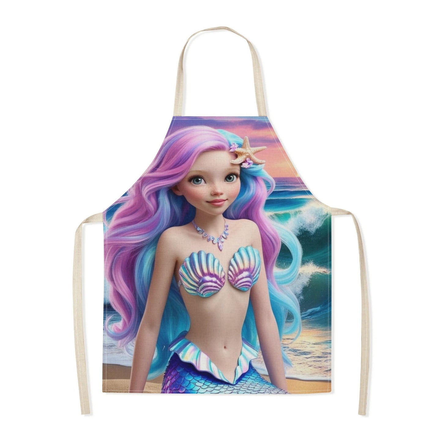 Elevate your kitchen style with the Ariel Princess Waterproof Apron by Disney! Featuring a vibrant and fashion-forward mermaid cartoon pattern design, this apron is perfect for use in hotels, supermarkets, restaurants, fruit shops, and milk tea stands.