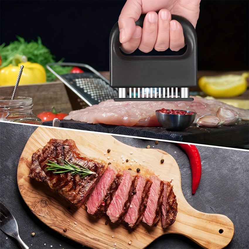 Enhance Flavor with JATEN 48-Blade Meat Tenderizer- Durable Stainless Steel Tenderizer with Ultra Sharp Needles - Perfect for Tenderizing Beef, Pork, Turkey, and Fish - Great for Marinades, BBQs, and Cooking