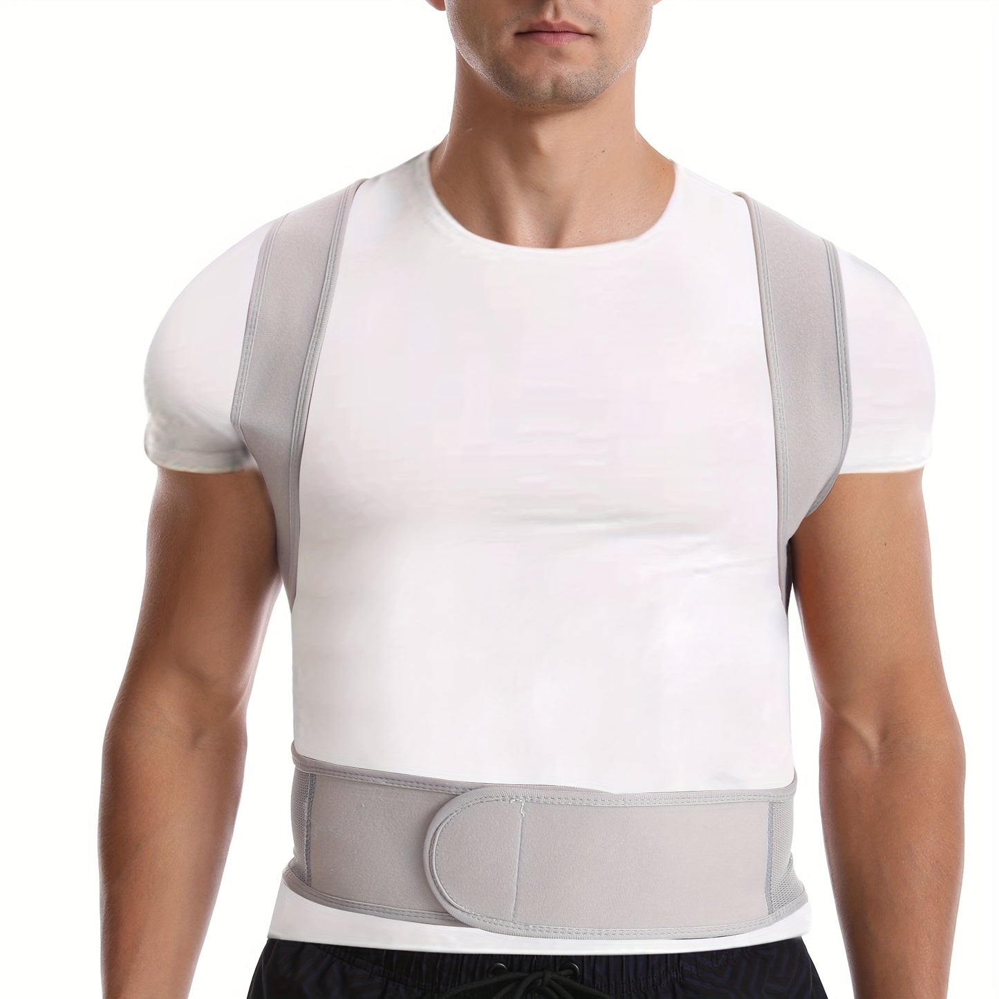 Posture corrector brace for men and women, improves posture and reduces slouching. Adjusts to fit comfortably.