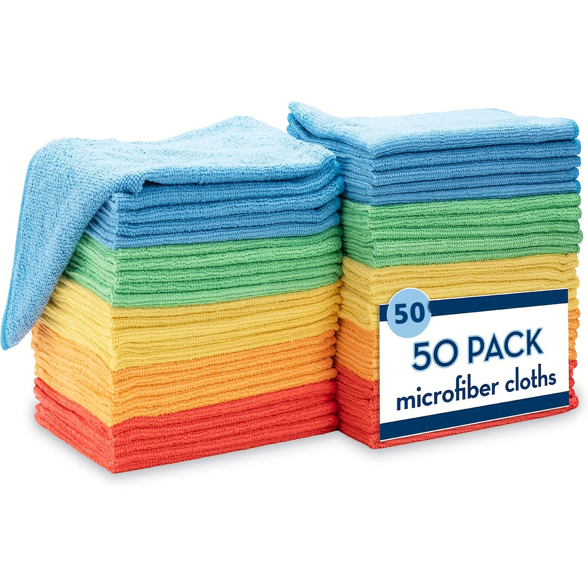 Microfiber cleaning cloths that are ultra-absorbent and can withstand up to 1200 washes. These cloths provide a streak-free shine for mirrors and cars without the need for chemicals. Made of polyester.