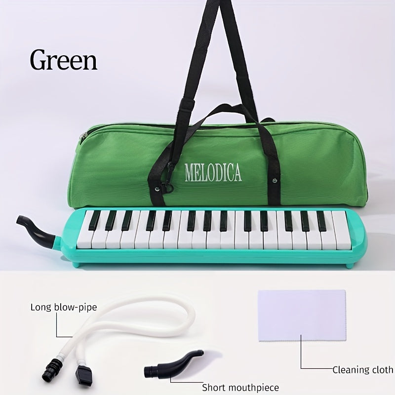 32-Key Soprano Melodica Air Piano Keyboard with Soft Long Tube, Short Mouthpiece, Carrying Bag - Portable and Easy to Play ABS Material Instrument in Various Colors.