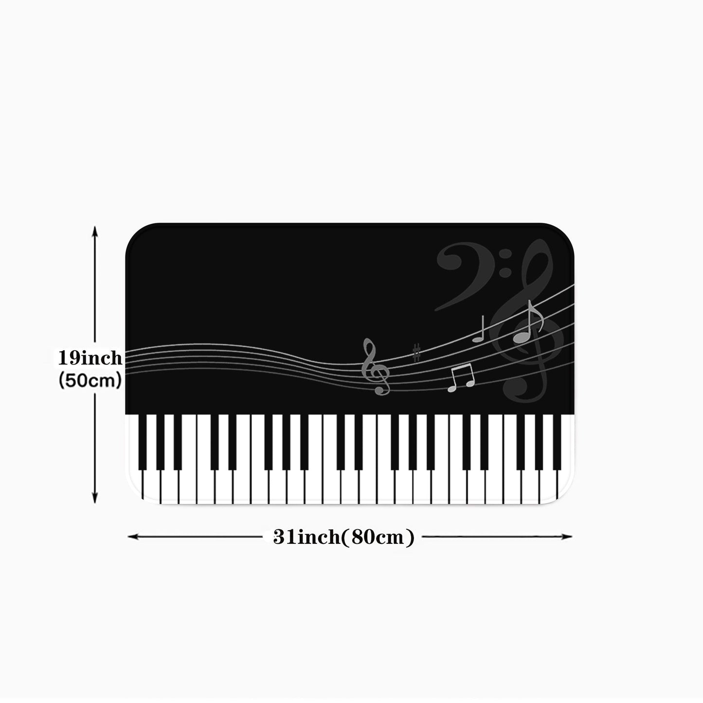 Piano Key Kitchen Floor Mat, Non-Slip and Oil-Proof with Flannel Softness, Waterproof and Dirt-Resistant. Machine Washable for Easy Cleaning. Perfect for Entrances, Kitchen, Living Room, Laundry, Bathroom. Decorative and Water-Absorbing Mat.