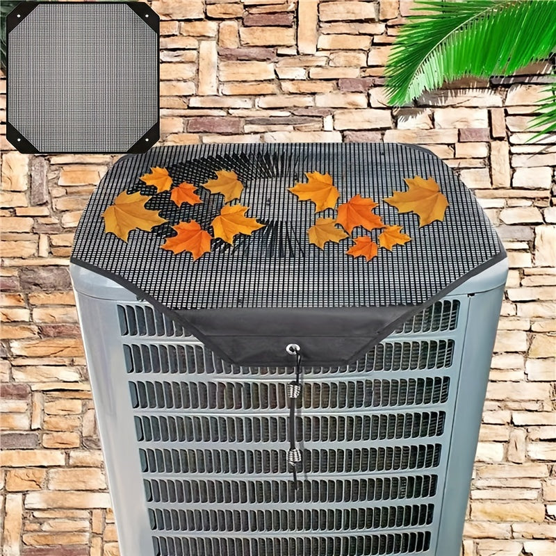 Premium durable outdoor air conditioner cover measuring 91.44x91.44 cm, designed to withstand wind and block out dust and cold air. Features breathable PVC mesh ventilation for optimal airflow.