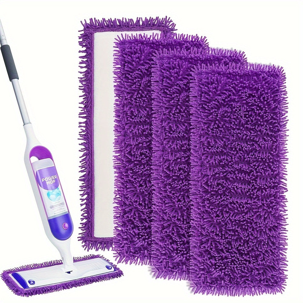 Набор из 4 моющихся микрофибровых насадок для швабры - подходит для Swiffer Power Mop, долговечные и универсальные для уборки различных полов.