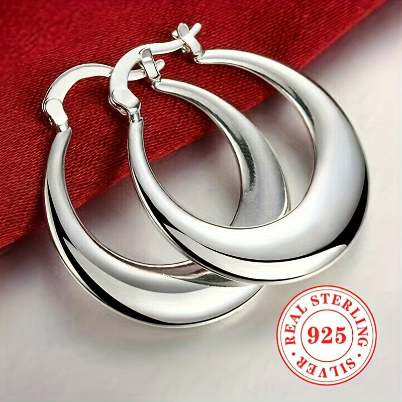 Stunning 925 Sterling Silver Hypoallergenic Hoop Earrings with Elegant and Sexy Style, Perfect for Women's Daily Wear or Special Occasions