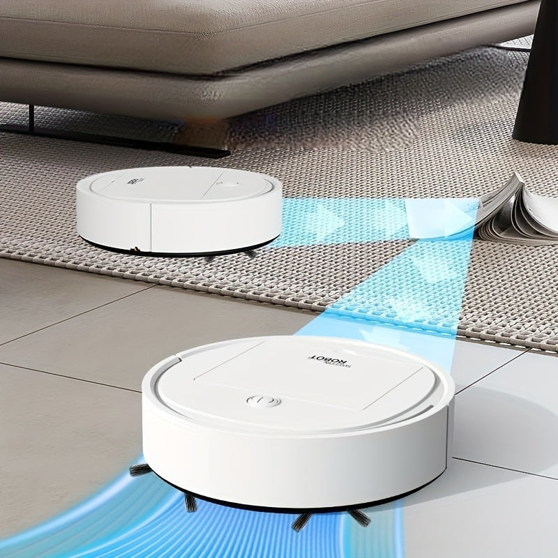 3-in-1 Robot Vacuum Cleaner: USB rechargeable with low noise and long battery life. Ideal for home carpet, sofa, and under-bed cleaning. Great for picking up pet hair, paper, and debris.