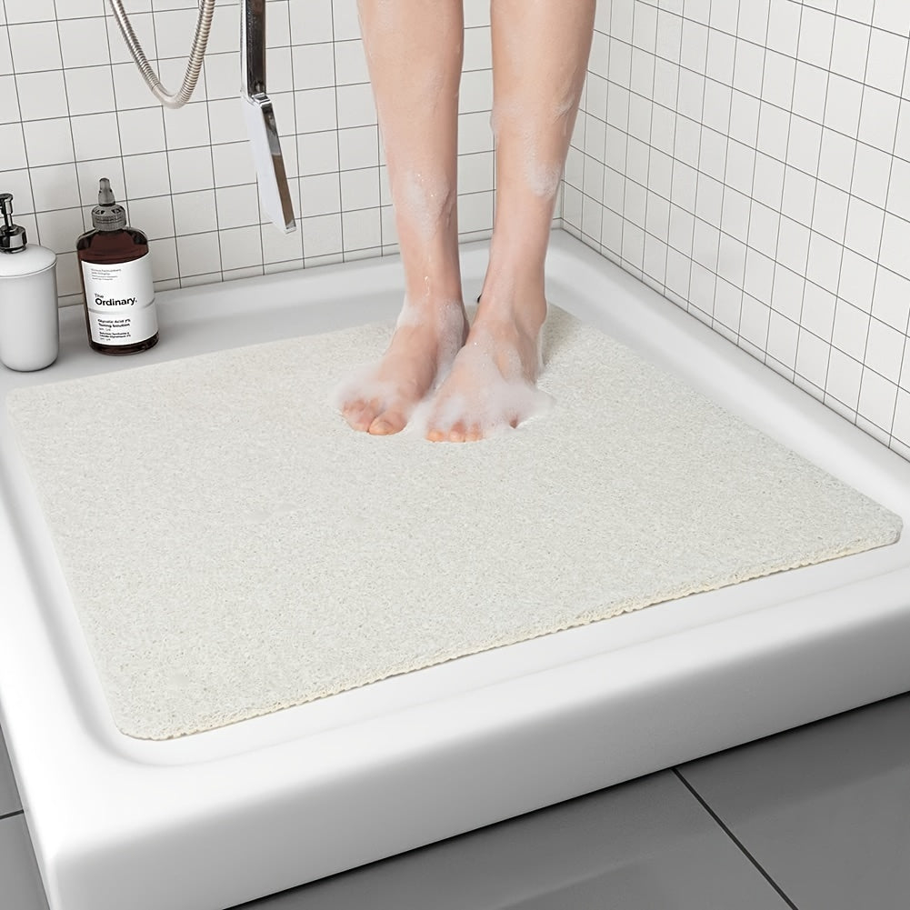 Non-slip bathroom mat with foaming loofah base, waterproof, 53.34*53.34cm.