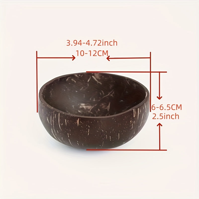 Natural coconut bowl for salads, smoothies, oatmeal, fruit yogurt. Rust-resistant, unique shape kitchen accessory.