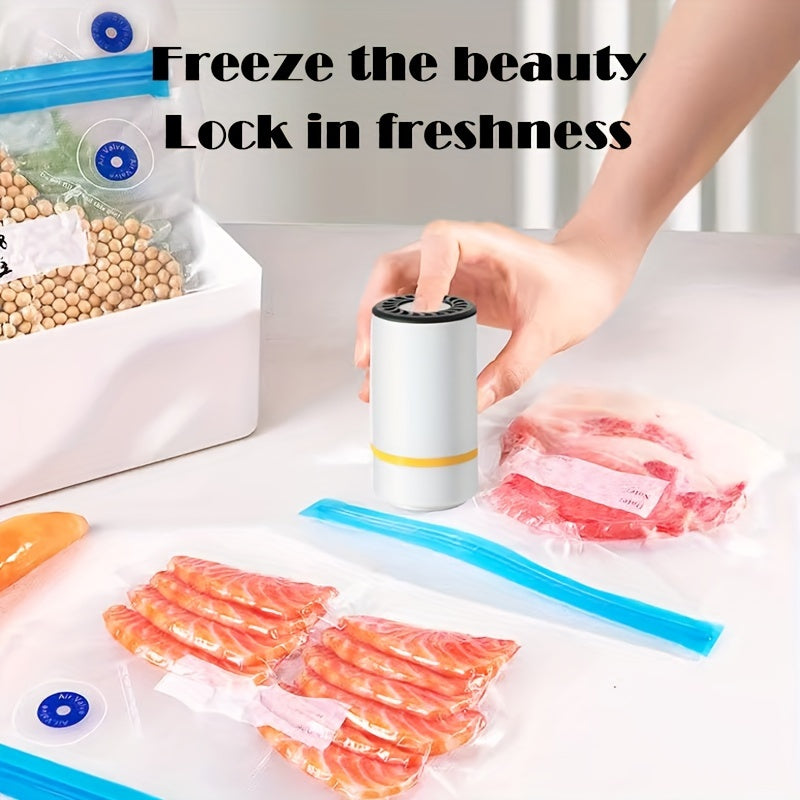 Portable Vacuum Sealer Machine with USB Charging- Includes Reusable Bags, Semi-Automatic Operation, 800mAh Lithium Battery, Perfect for Food Storage, Meal Prep & Sous Vide Cooking- Electric Pump, Compact and Convenient Design- Made with Durable Plastic