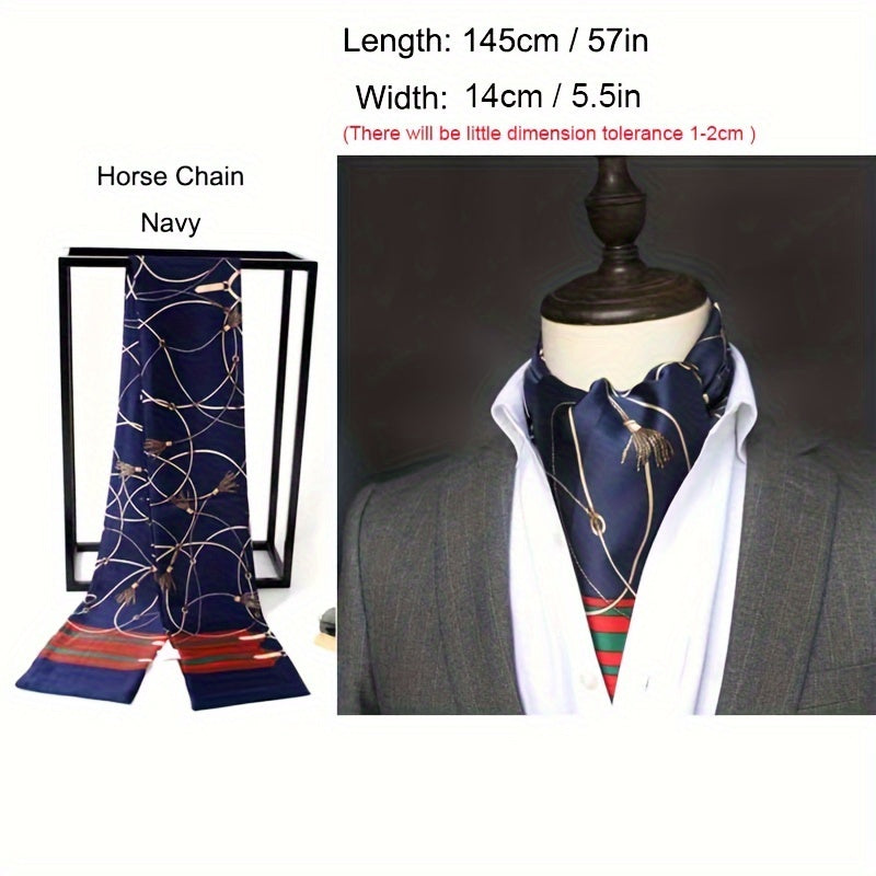 Stylish Men's Scarves: British Vintage Suit Shirt Twill Scarf with Printed Double-layer for Business - Unisex Wraps