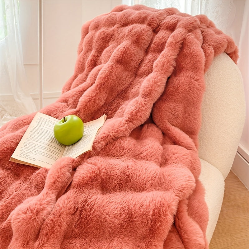 Luxurious Faux Rabbit Fur Weighted Blanket - High GSM, Cozy and Soft for Sofa, Couch, and Bed - Elegant Fluffy Decoration - Heavy and Warm Blanket, Perfect Easter Gift