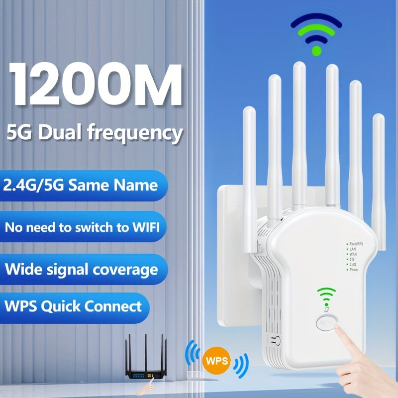 Увеличьте сигнал Wi-Fi с помощью расширителя Wi-Fi на 1200 Мбит/с, который поддерживает подключение до 35 устройств. С двумя частотными диапазонами и мощным проникновением сигнала он предлагает в 6 раз более сильный.