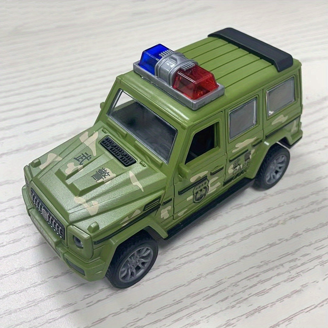 Durable toy cars with openable doors, police car, fire truck, and off-road models.