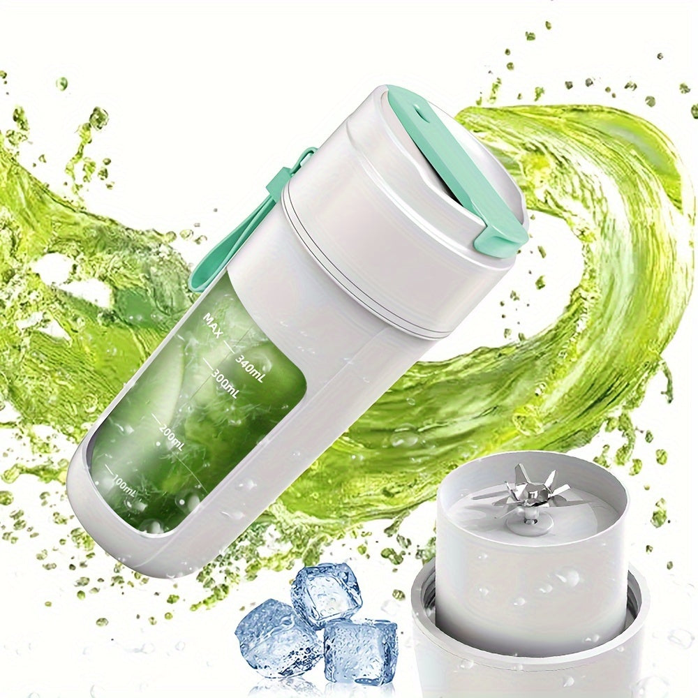 Portable USB rechargeable blender with 10 blades, perfect for making smoothies, shakes, and ice drinks. BPA-free and ideal for use at home, the gym, or while traveling.