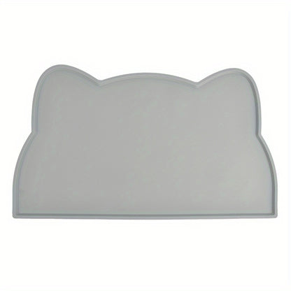 Cat ear-shaped silicone pet feeding mat for cats - non-slip, waterproof, and spill-proof.