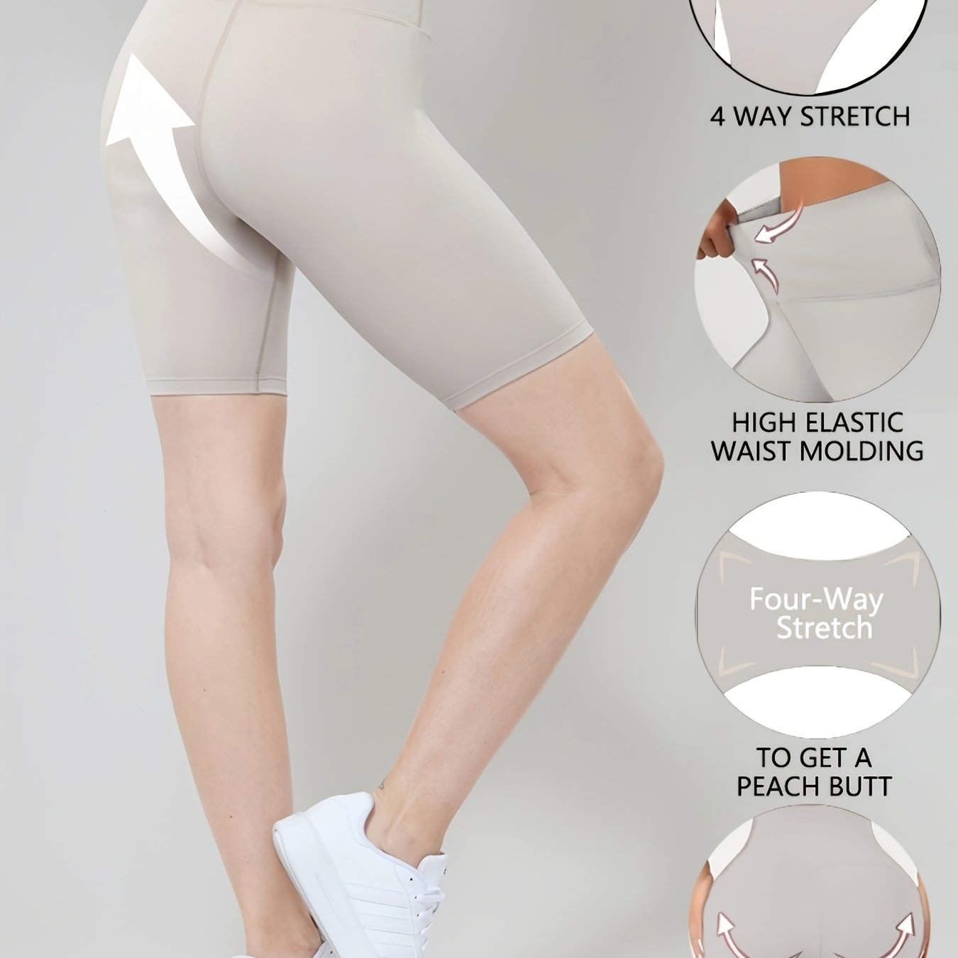 Elastic waistband shaping shorts and leggings for women.