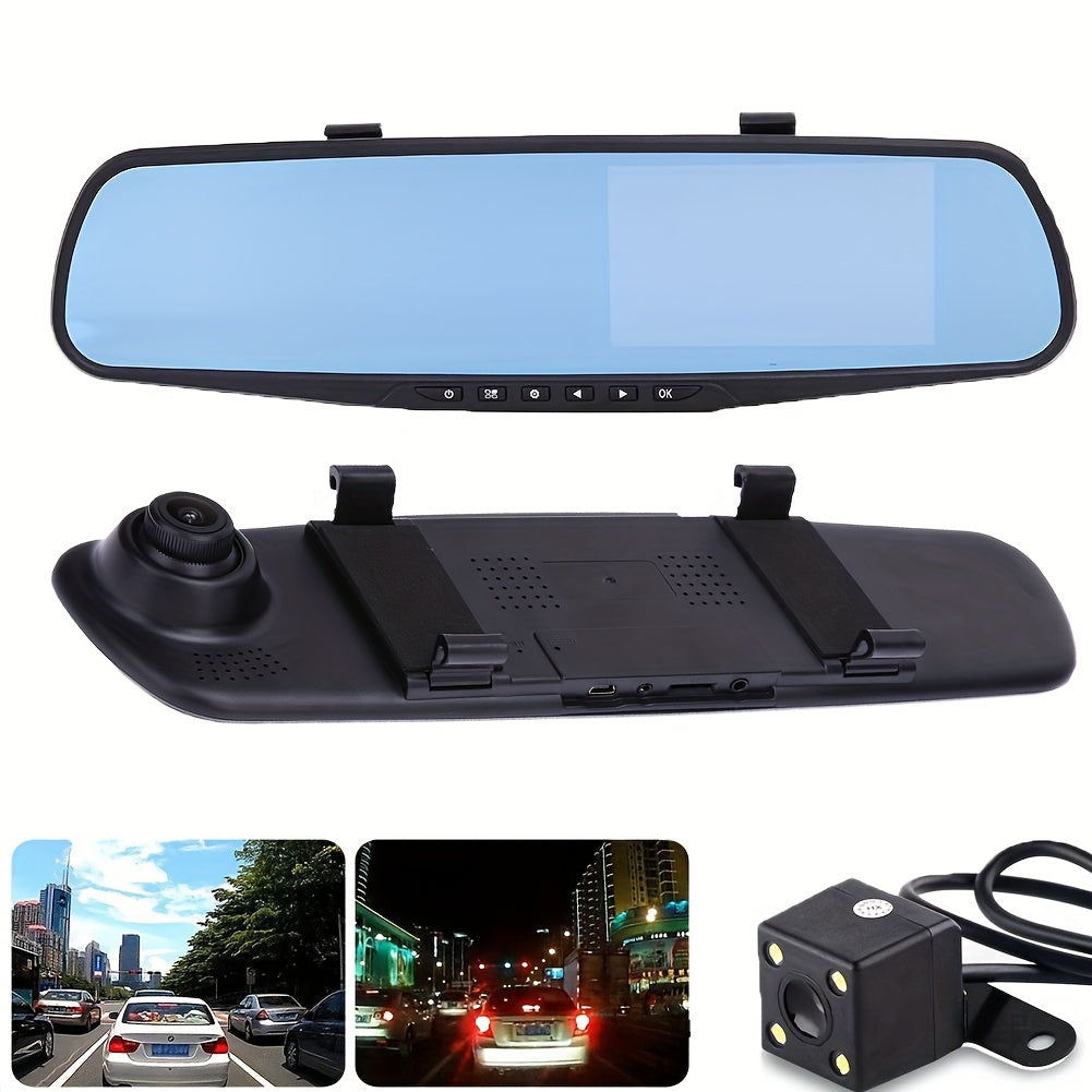 2024 New Model Car Mirror with Front and Rear Dual Camera for HD Night Vision and Parking Monitoring. Brand New Upgrade with WDR Dynamic Video.