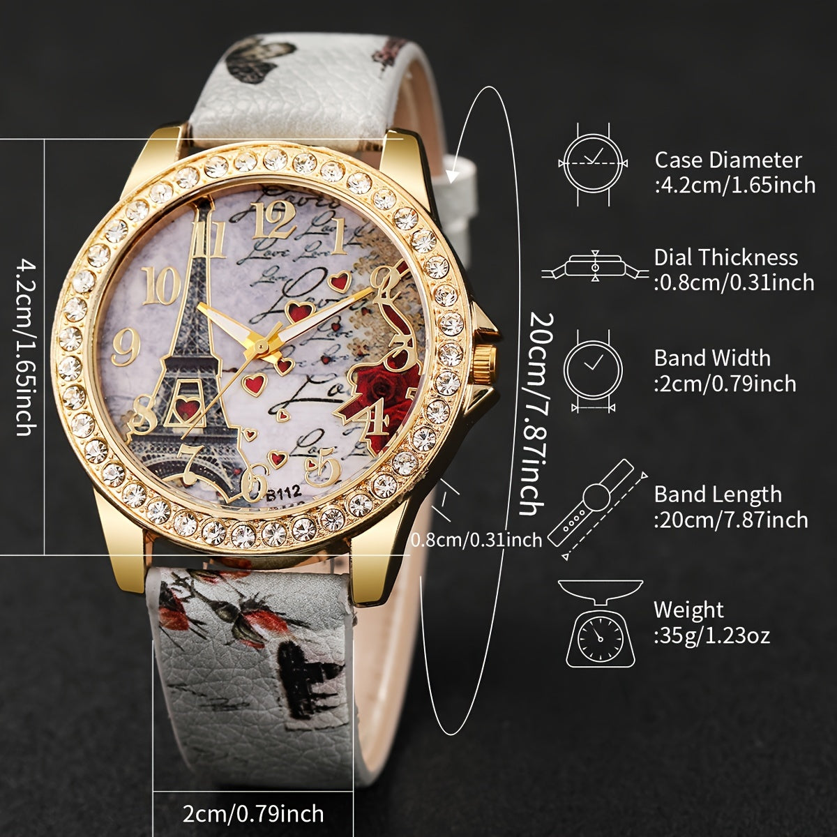 Set of 5 Women's Fashion Casual Digital Tower Dial Quartz Watch + Bracelet, without watch box included.