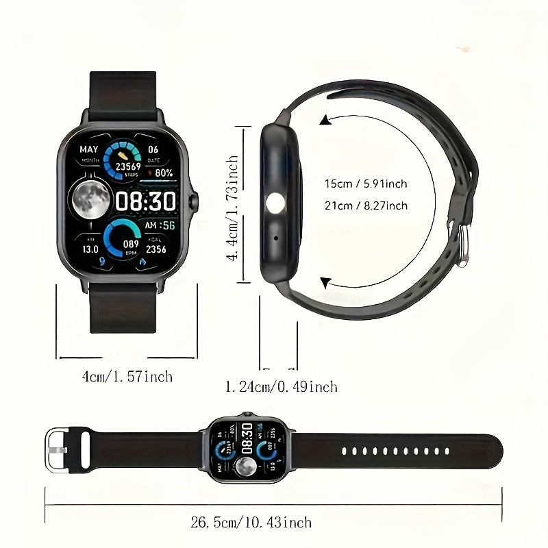 Borderless slim smart watch for iPhone and Android with wireless talk/receive, sports modes, sedentary alert, weather forecast, and message notifications - perfect gift for all.