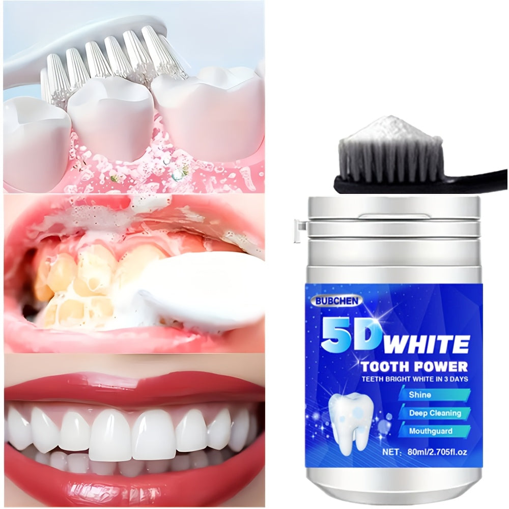 1 bottle of Bubchen 5D White Toothpowder - 80ml, with Pearl Powder for deep cleaning and brightening dental care, ideal for women.