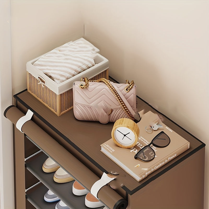 Canvas shoe organizer with multiple layers and a lid - detachable and dustproof storage cabinet for organizing shoes at home. Can also be used as a shoe rack for independent storage.