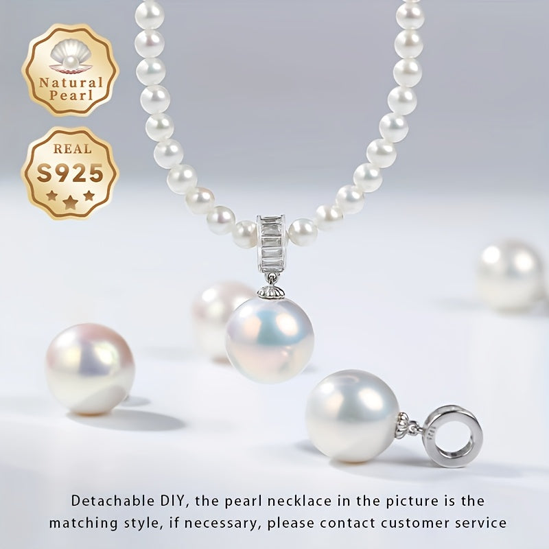 Surprise your loved one with this must-have gift - a stunning Pearl Necklace! This beautiful pendant necklace is made with S925 silver and features a 12-13mm round natural freshwater pearl. Each necklace is unique as natural pearls come in varying shapes