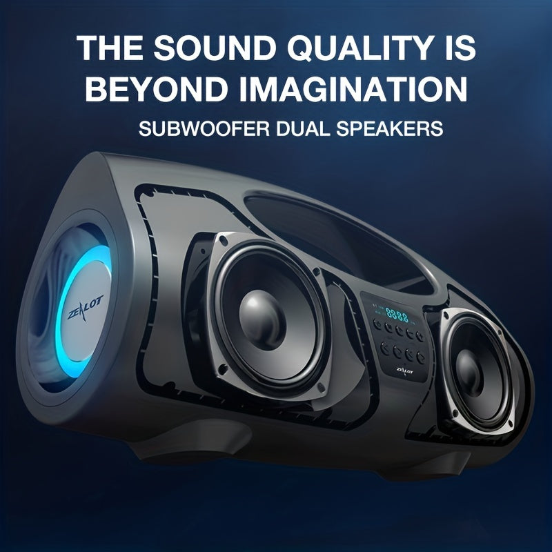 ZEALOT P1 Wireless Speaker with Dual High Power Speakers, Microphone, Subwoofer, 3D Surround Sound, FM, TF, USB Connectivity for Mobile Phone/Tablet/TV