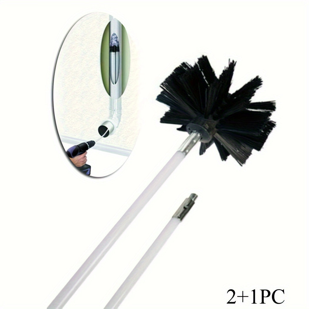 Winter holiday essentials: Chimney cleaning brush with bristles for dryer ducts, measuring 600*10mm, complete with 2 rods and 1 brush.