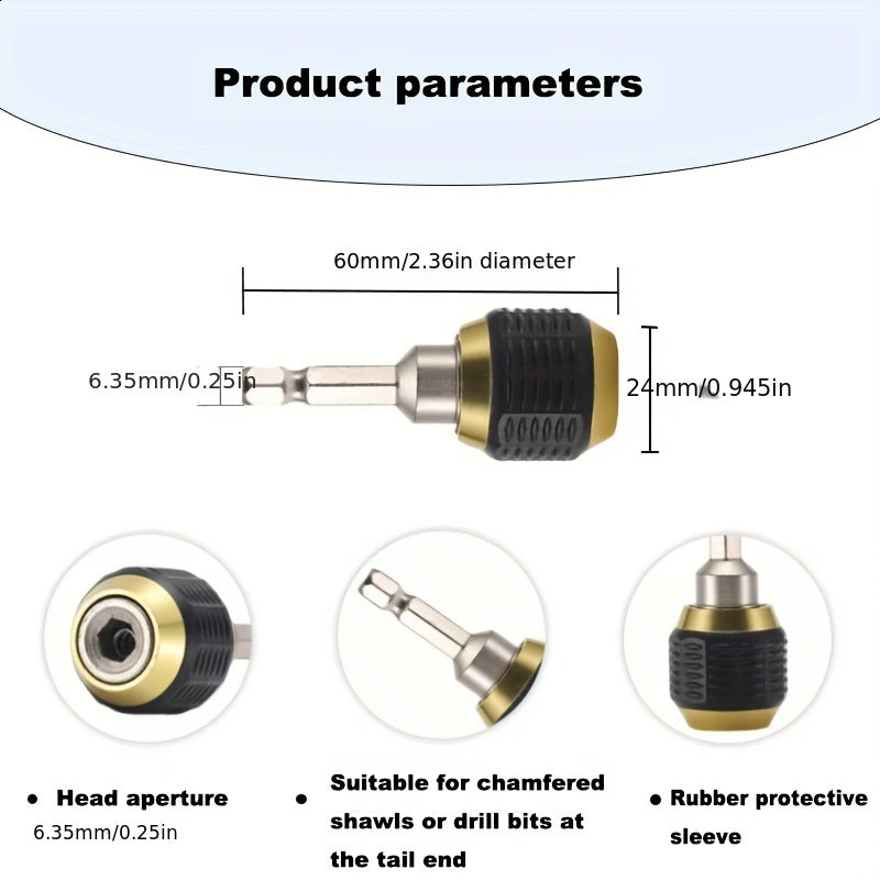 1pc Chrome Vanadium Steel Quick Release Hexagonal Drill Bit Adapter with Self-Locking Extension Rod and 3 Sockets. Durable Knurled Grip for Secure Handling, Ideal for Tight Spaces.