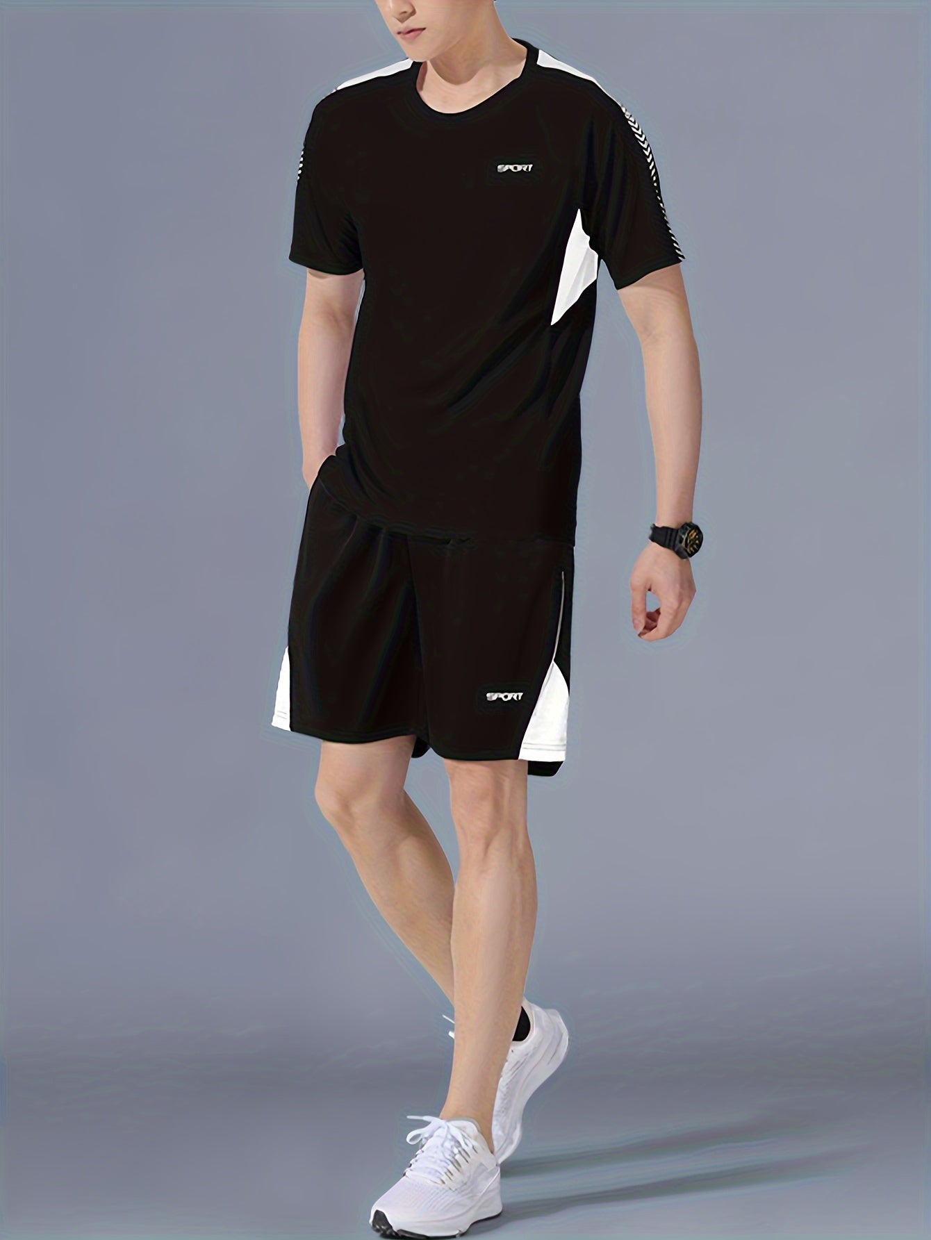 Men's Summer Set: Muscle T-Shirt and Shorts, Polyester Beach Outfit