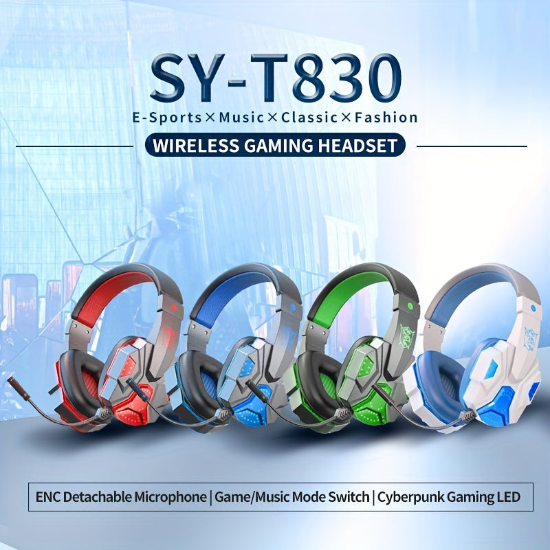 SY-T830 Wireless Gaming Headset with Wireless, Noise Isolation, 45ms Ultra-Low Latency, Long Battery Life, Built-in Mic, Type-C Charging, for Phones & Laptops.