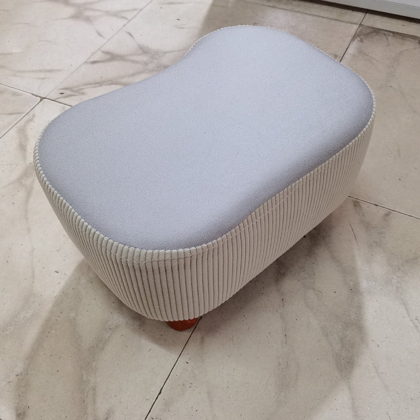 Elegant White and Orange Wooden Footstool with Polyester Cover - Multi-Purpose Shoe Changing Seat for Living Room or Bedroom