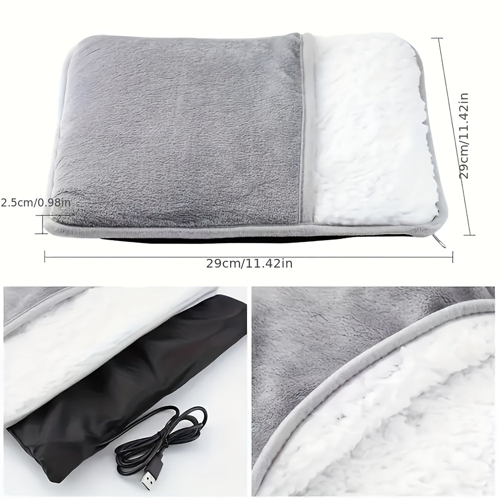 No need for batteries with this square foot heating pad, made of soft plush washable material and USB-powered for convenient portability. The 9W electric foot warmer is eco-friendly, using wheat straw material for added comfort and warmth.