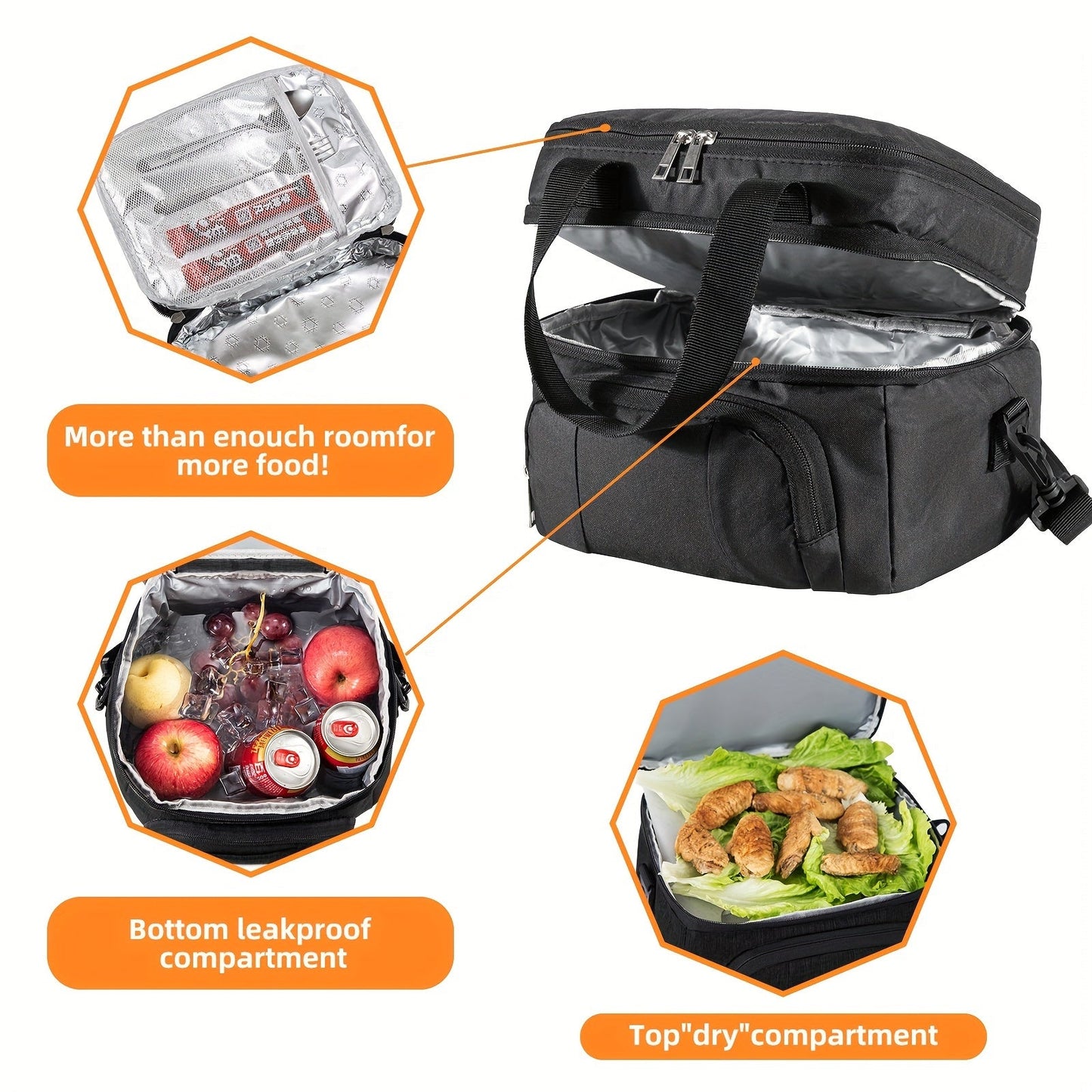 Stay warm this winter with our 1pc Insulated Lunch Bag, perfect for your Valentine's Day lunch or Christmas and Black Friday outings. This leak-proof tote comes with an adjustable shoulder strap for easy carrying on all your outdoor activities, picnics