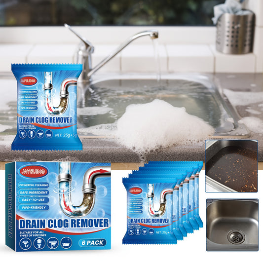 Jaysuing Drain Pipe Cleaning Powder - Removes clogs in pipes caused by hair, food residue, oil, and toilet paper.