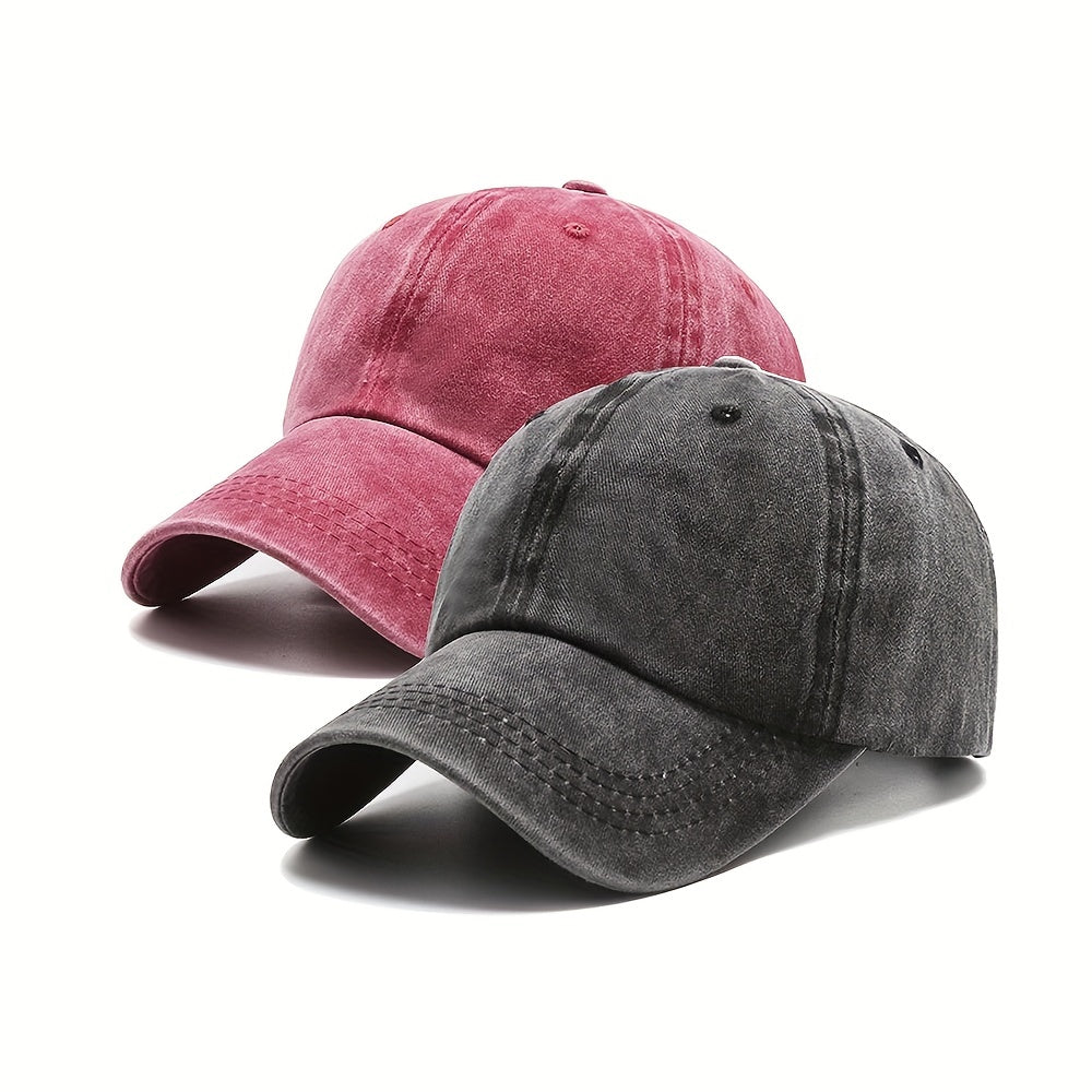 Two baseball caps for men and women, suitable for teenagers with head measurements between 56-62CM, and adjustable.