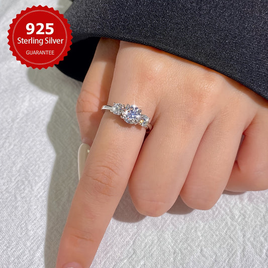 Stunning 1.6CT Round Cut Moissanite Engagement Ring in 925 Sterling Silver, with Hypoallergenic 4-Prong Setting. A Luxurious Wedding Band and Anniversary Gift for Women, Perfect for Valentine's Day or any special occasion. Versatile All-Season Jewelry.