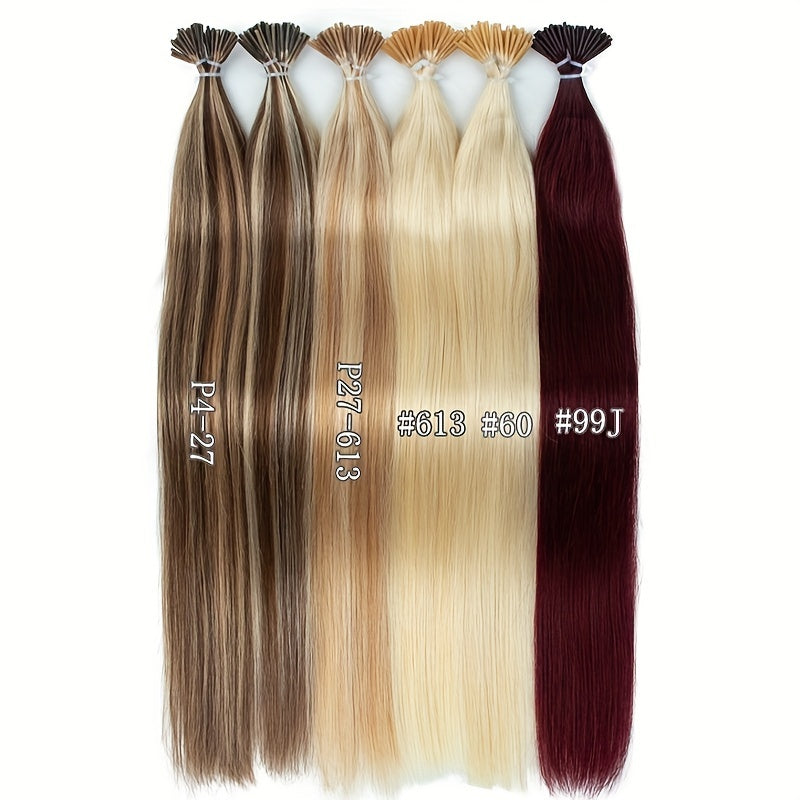 50pcs Human Hair Extensions in various colors (Black, Brown, Blonde) for all women, 30.48-50.8 cm long, lightweight 0.6g each.