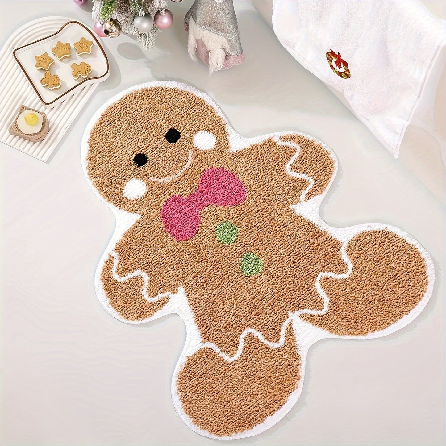 Adorable Christmas Tree Bathroom Mat - Non-Slip, Easy to Clean Rug for Bathrooms, Living Rooms, and Entryways